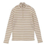 L.L.Bean コットン ハーフジップ ボーダー SM-REG 276250 セーター ニット ベージュ オフホワイト レディース エルエルビーン【中古】6-1005M∞