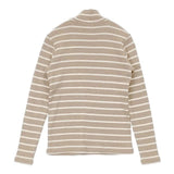 L.L.Bean コットン ハーフジップ ボーダー SM-REG 276250 セーター ニット ベージュ オフホワイト レディース エルエルビーン【中古】6-1005M∞