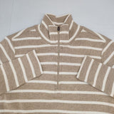 L.L.Bean コットン ハーフジップ ボーダー SM-REG 276250 セーター ニット ベージュ オフホワイト レディース エルエルビーン【中古】6-1005M∞