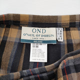 O'NEIL OF DUBLIN ウール チェック ロング プリーツ ラップ キルトスカート 巻き ミモレ ロングスカート ブラウン グレー レディース オニールオブダブリン【中古】6-0916T♪