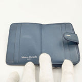 MAISON MARGIELA 11 コインケース ミニ財布 コンパクト ウォレット レザー 二つ折り財布 ブルーグレー レディース メゾンマルジェラ【中古】6-0527G∞