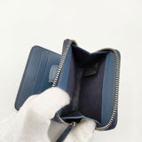 MAISON MARGIELA 11 コインケース ミニ財布 コンパクト ウォレット レザー 二つ折り財布 ブルーグレー レディース メゾンマルジェラ【中古】6-0527G∞