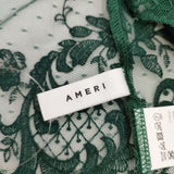 AMERI BUSTIER LIKE EMBROIDERY BLOUSE 01220430100 レース シアー ブラウス シャツ グリーン レディース アメリ【中古】6-0525M◎