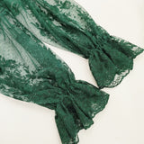 AMERI BUSTIER LIKE EMBROIDERY BLOUSE 01220430100 レース シアー ブラウス シャツ グリーン レディース アメリ【中古】6-0525M◎