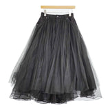 la belle Etude BELLE VINTAGE デニムチュール ロングスカート ブラック レディース ラベルエチュード【中古】6-0521M∞