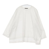 mizuiro-ind ハイゲージクルーネックワイドプルオーバー 定価10890円 長袖Ｔシャツ カットソー ロンＴ ホワイト レディース ミズイロインド【中古】6-0606M∞
