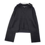 mizuiro-ind スキッパープルオーバー 定価14190円 ウール セーター ニット ブラック レディース ミズイロインド【中古】6-0930T∞