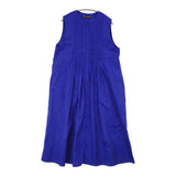 mizuiro-ind クルーネックピンタックワンピース 定価19800円 3-250070 ノースリーブ ワンピース 25AW ブルー レディース ミズイロインド【中古】6-0421S♪