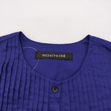 mizuiro-ind クルーネックピンタックワンピース 定価19800円 3-250070 ノースリーブ ワンピース 25AW ブルー レディース ミズイロインド【中古】6-0421S♪