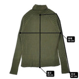 mizuiro-ind ワイドリブタートルネックプルオーバー 定価12980円 セーター ニット グリーン レディース ミズイロインド【中古】6-1005T∞