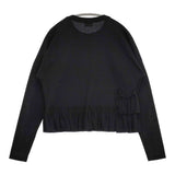 RhodolirioN Swallow Frill Tiered Long Sleeve Tee ティアードフリルロングスリーブT ネペンテス 刺繍 長袖Ｔシャツ カットソー ロンＴ ブラック レディース ロドリリオン【中古】6-0525M△