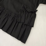 RhodolirioN Swallow Frill Tiered Long Sleeve Tee ティアードフリルロングスリーブT ネペンテス 刺繍 長袖Ｔシャツ カットソー ロンＴ ブラック レディース ロドリリオン【中古】6-0525M△