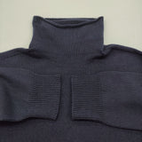 MHL. WINTER COTTON KNITWEAR 596-5260201 サイズM コットン ハイネック セーター ニット 25AW ネイビー メンズ エムエイチエル【中古】6-0421T♪