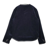 R&D.M.Co- 9Wコーデュロイレザートリミングジャケット ノーカラージャケット ネイビー レディース オールドマンズテーラー【中古】6-0930T∞