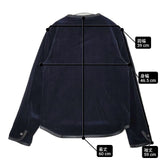 R&D.M.Co- 9Wコーデュロイレザートリミングジャケット ノーカラージャケット ネイビー レディース オールドマンズテーラー【中古】6-0930T∞