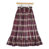 PINK HOUSE ウール チェック プリーツ ロングスカート レッド マルチカラー レディース ピンクハウス【中古】6-0930T∞