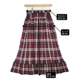 PINK HOUSE ウール チェック プリーツ ロングスカート レッド マルチカラー レディース ピンクハウス【中古】6-0930T∞