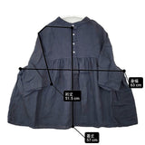 DMG.Brocante リネンギャザー ドロップショルダー サイズ2 36-193L ブラウス シャツ ネイビー系 レディース ディーエムジー/ドミンゴブロカント【中古】6-0522S♪