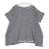 Ordinary fits ボーダー ワイドシルエット サイズ0 半袖Ｔシャツ カットソー ネイビー ホワイト レディース オーディナリーフィッツ【中古】6-0522S♪