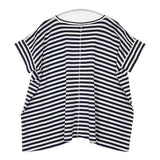 Ordinary fits ボーダー ワイドシルエット サイズ0 半袖Ｔシャツ カットソー ネイビー ホワイト レディース オーディナリーフィッツ【中古】6-0522S♪