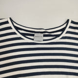 Ordinary fits ボーダー ワイドシルエット サイズ0 半袖Ｔシャツ カットソー ネイビー ホワイト レディース オーディナリーフィッツ【中古】6-0522S♪