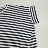Ordinary fits ボーダー ワイドシルエット サイズ0 半袖Ｔシャツ カットソー ネイビー ホワイト レディース オーディナリーフィッツ【中古】6-0522S♪