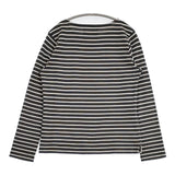 MHL. 595-7169502 DRY STRIPE JERSEY ボーダー 長袖Ｔシャツ カットソー ロンＴ ダークグリーン ホワイト レディース エムエイチエル【中古】6-0725M∞
