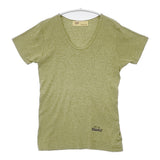 TOGA PULLA NEW TYPE ELASTIC UネックTシャツ TP01-JK264 半袖Ｔシャツ カットソー 杢 ライトグリーン レディース トーガプルラ【中古】6-0522S♪
