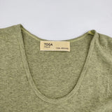 TOGA PULLA NEW TYPE ELASTIC UネックTシャツ TP01-JK264 半袖Ｔシャツ カットソー 杢 ライトグリーン レディース トーガプルラ【中古】6-0522S♪