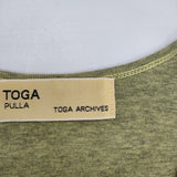 TOGA PULLA NEW TYPE ELASTIC UネックTシャツ TP01-JK264 半袖Ｔシャツ カットソー 杢 ライトグリーン レディース トーガプルラ【中古】6-0522S♪
