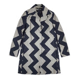 ISSEY MIYAKE ギザギザ ジグザグ サイズ2 ライナーベスト付き コート シルバー ネイビー レディース イッセイミヤケ【中古】6-0418T♪