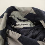 ISSEY MIYAKE ギザギザ ジグザグ サイズ2 ライナーベスト付き コート シルバー ネイビー レディース イッセイミヤケ【中古】6-0418T♪