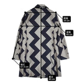 ISSEY MIYAKE ギザギザ ジグザグ サイズ2 ライナーベスト付き コート シルバー ネイビー レディース イッセイミヤケ【中古】6-0418T♪