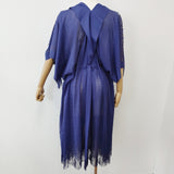 ISSEY MIYAKE A-POC フリンジ メッシュ 羽織り ローブ IM11KH050 サイズ2 カーディガン パープル レディース イッセイミヤケ エイポック【中古】6-0421M♪