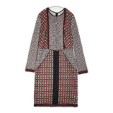 YOSHIYO 新品 切替 定価82000円 総柄 テンセルドレス ワンピース レッド グリーン レディース ヨシヨ【中古】6-0719M∞