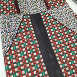 YOSHIYO 新品 切替 定価82000円 総柄 テンセルドレス ワンピース レッド グリーン レディース ヨシヨ【中古】6-0719M∞