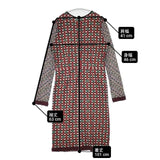 YOSHIYO 新品 切替 定価82000円 総柄 テンセルドレス ワンピース レッド グリーン レディース ヨシヨ【中古】6-0719M∞