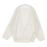Spick and Span ミラノリブVネックニュアンスプルオーバー 定価15400円 セーター ニット 23SS ホワイト レディース スピックアンドスパン【中古】6-0605M∞