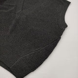HUG O WaR 未使用品 ローゲージ片畦編みVネックベスト 定価24200円 HG-L970 ニット ベスト 25SS ブラック レディース ハグオーワー【中古】6-0418M♪