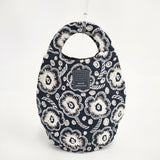 mina perhonen 新品 26SS candy flower uzura bag 定価16500円 aes9395 刺繍 うずらバッグ トートバッグ ネイビー ホワイト レディース ミナペルホネン【中古】6-0416G◎