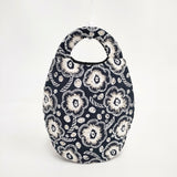 mina perhonen 新品 26SS candy flower uzura bag 定価16500円 aes9395 刺繍 うずらバッグ トートバッグ ネイビー ホワイト レディース ミナペルホネン【中古】6-0416G◎