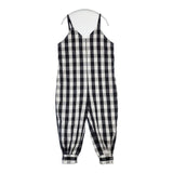 ROBE de PEAU チェック オーバーオール サロペット ブラック ホワイト レディース ローブデポー【中古】6-0719M∞