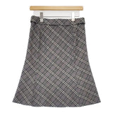 BURBERRY BLUE LABEL ベルト付き チェック ウール スカート グレー レディース バーバリーブルーレーベル【中古】6-1003T∞