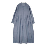 SM2 Samansa Mos2 SM2 タックワンピース 定価10890円 リネン バンドカラーシャツワンピース サイズM ワンピース 25AW ブルーグレー レディース サマンサモスモス【中古】6-0609M△