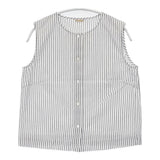 ARTS&SCIENCE コットン ストライプ サイズ1 071-L659-018 ノースリーブ ブラウス シャツ ホワイト ブルー レディース アーツ&サイエンス【中古】6-0522S♪