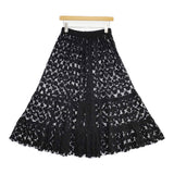 tricot COMME des GARCONS チュール レース 花柄刺繍 ティアード ギャザー ロングスカート AD1997 ブラック レディース トリココムデギャルソン【中古】6-0525G△