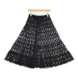 tricot COMME des GARCONS チュール レース 花柄刺繍 ティアード ギャザー ロングスカート AD1997 ブラック レディース トリココムデギャルソン【中古】6-0525G△