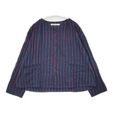 Conges payes ストライプ ワイド ブラウス シャツ ネイビー レッド レディース コンジェ ペイエ【中古】6-0902M∞