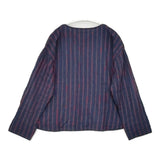 Conges payes ストライプ ワイド ブラウス シャツ ネイビー レッド レディース コンジェ ペイエ【中古】6-0902M∞