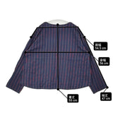 Conges payes ストライプ ワイド ブラウス シャツ ネイビー レッド レディース コンジェ ペイエ【中古】6-0902M∞